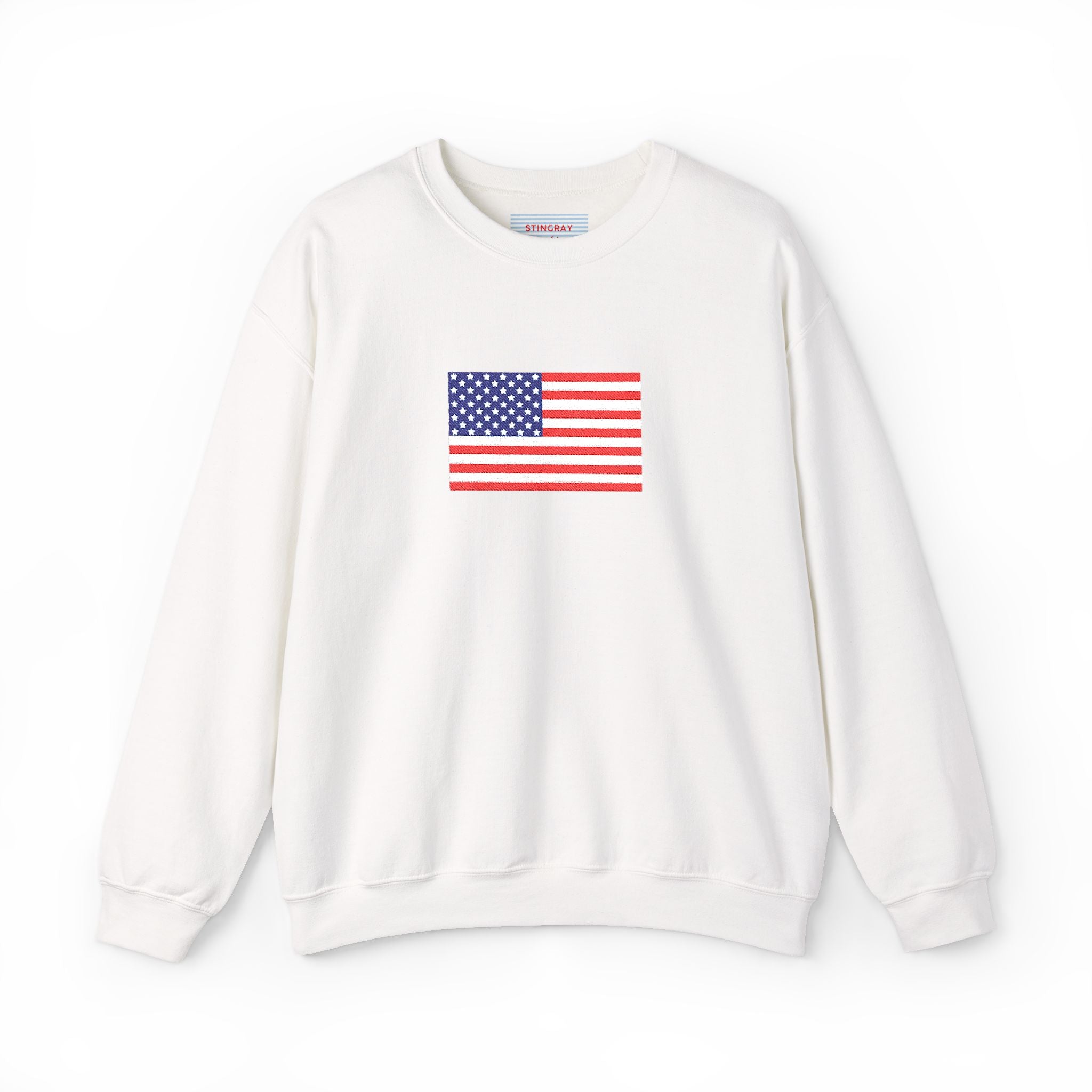 American Flag Embroidered Crewneck Sweatshirt