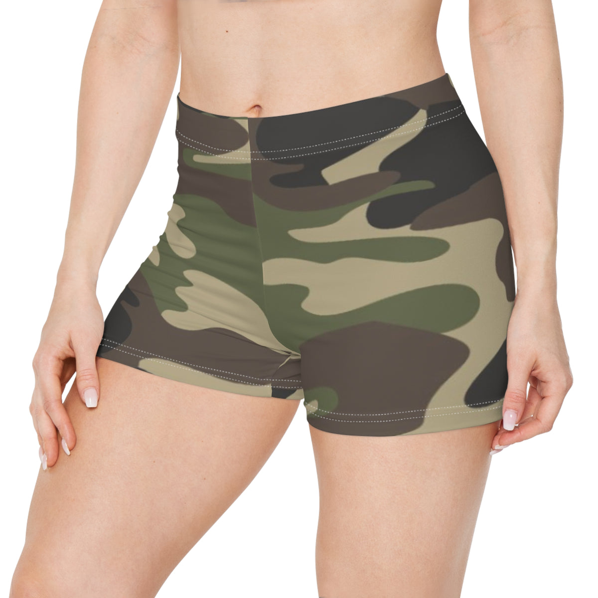 Green Camouflage Short-Shorts